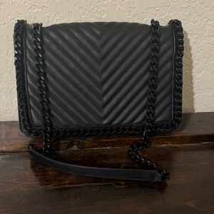 ALDO black leather purse with adjustable strap